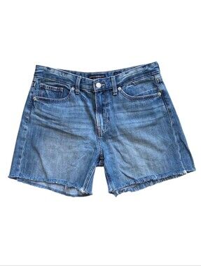 ​Lucky Brand Sz 4 / 27 Cutoff Denim Boyfriend Shorts  Medium Wash Raw Hem Jean